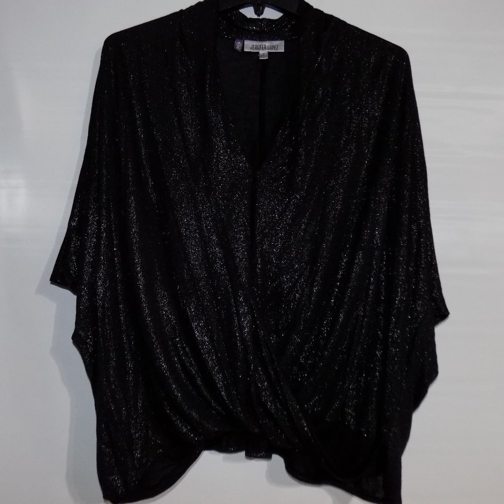 Jennifer Lopez Black Sparkle Sag Blouse Size Small - Picture 4 of 5
